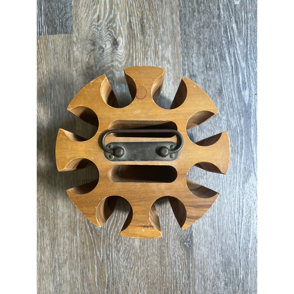 Poker Chip Carousel Caddy Unisex VM my OS Brown Vintage Wood Rotating Handle